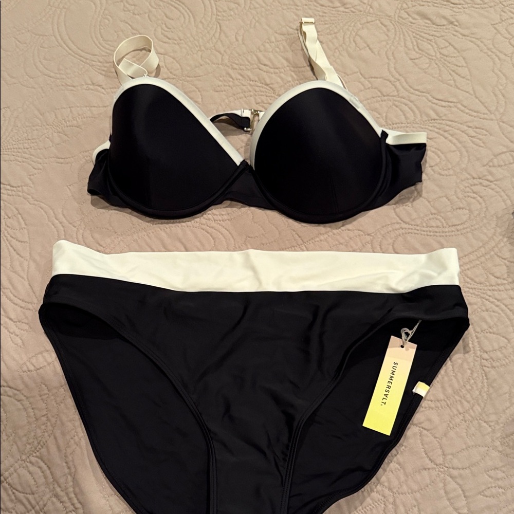 Black and Cream Bikini Set